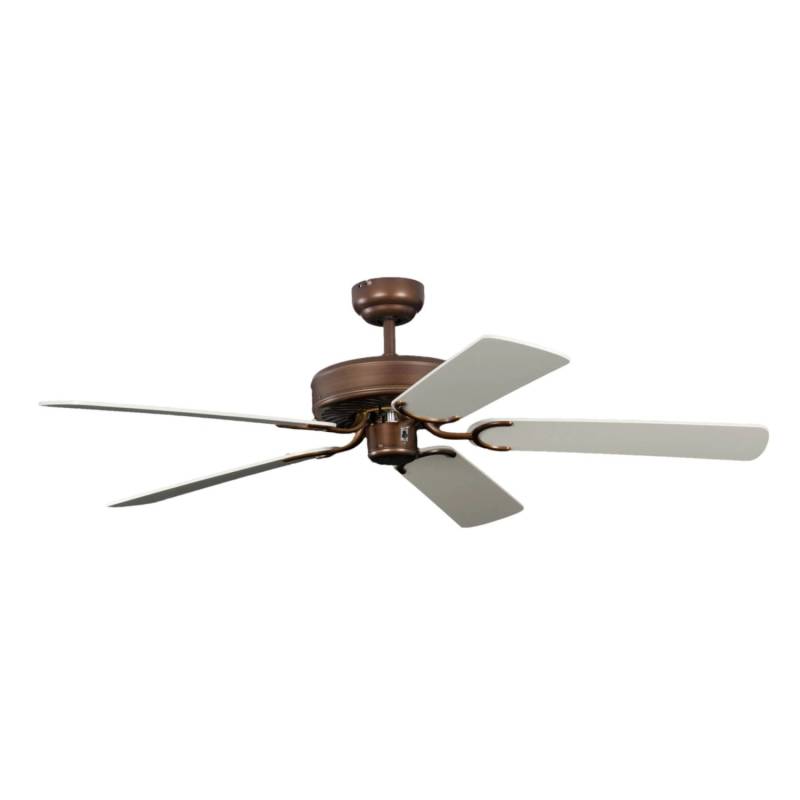 Pepeo Deckenventilator Potkuri Aged Bronze - Weiß 132 cm mit Zugkette von Pepeo