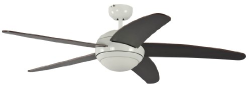 Pepeo Deckenventilator mit Beleuchtung und Fernbedienung Melton, Gehäuse Lack weiß, Flügelfarbe braun, 132 cm von Pepeo