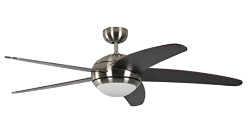 Pepeo Deckenventilator mit Beleuchtung und Fernbedienung Melton, Gehäuse Nickel, Flügelfarbe Wanaque / braun, 132 cm, für Räume bis zu 25m² von Pepeo