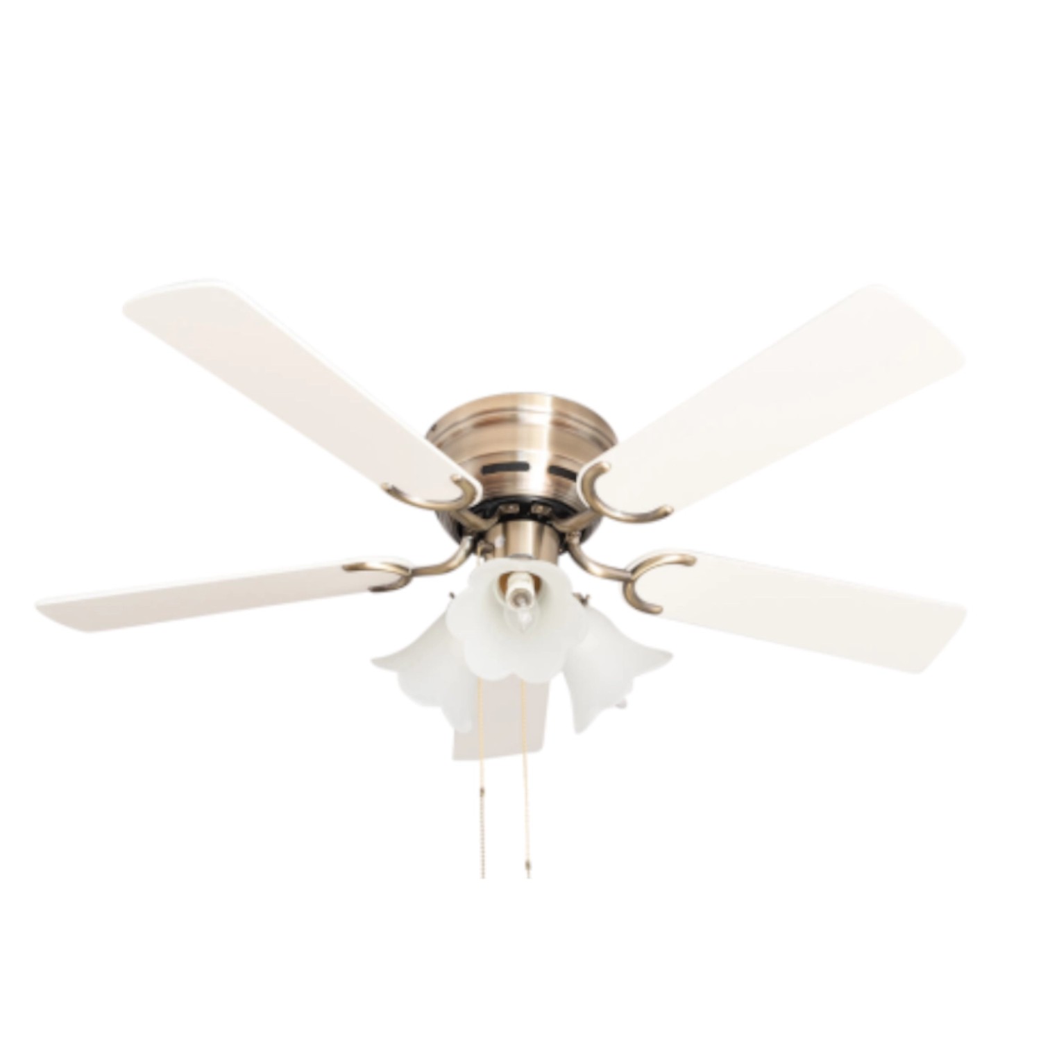 Pepeo Extra flacher Deckenventilator Pepeo Kisa Deluxe Messing Antik Flügel Weiß - Ahorn mit Beleuchtung Pepeo Extra flacher Deckenventilator Pepeo Kisa Deluxe Messing Antik Flügel Weiß - Ahorn mit Beleuchtung von Pepeo