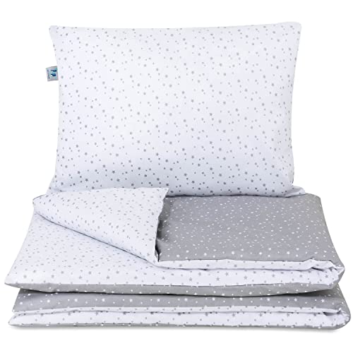 Pepi Bettwäsche Baby 100×135 cm Grey Galaxy - Sommerbettwäsche für Babybett und Babywiege - Kinder Bettwäsche Baumwolle 100% - Bettwäsche-Sets mit Sicher Abgedeckten Reißverschlüssen von Pepi MADE IN POLAND