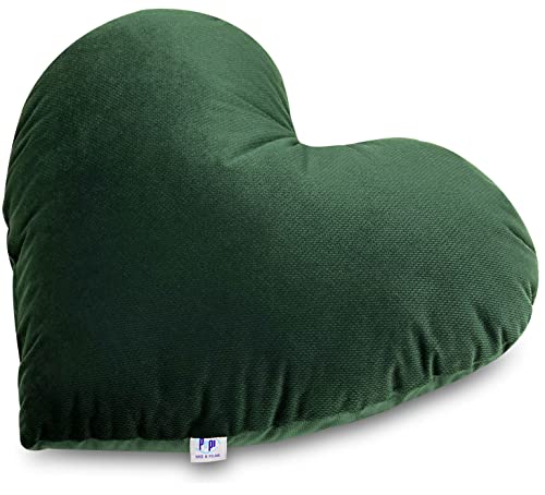 Pepi Herzkissen Kuschelkissen Herz Kissen Kinderzimmer - Kuschelkissen Flauschig - Kuschel Kissen mit Bezug Weiche Füllung Dark Green von Pepi MADE IN POLAND