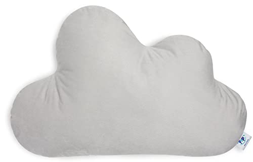 Wolken Kissen Kinder Kuschelkissen 35x55cm - Flauschiges Kuschelkissen - Handgenäht Kinder Kuschelkissen - Nicht Allergenem Silikongewebe Deko Kissen Kinderzimmer - Kuschelkissen Baby Grau von Pepi MADE IN POLAND