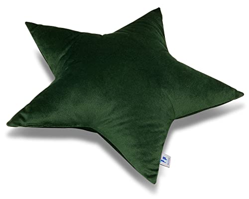 Pepi - Kuschelkissen Kinder - Handgenäht Kissen Kinderzimmer - Kinder Kissen Stern - Baby Kissen Deko - Sternkissen Dark Green von Pepi MADE IN POLAND