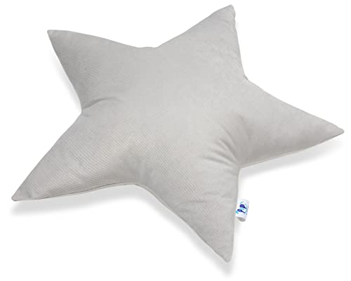 Pepi Stern Kissen Kinder Kuschelkissen 50×50 cm - Sternenkissen Kissen Deko - Sterne Kissen Kinderzimmer - Nicht Allergenem Silikongewebe Kinderzimmer Kissen - Deko Kissen Kinder Grau von Pepi MADE IN POLAND