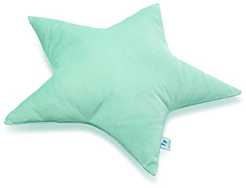 Pepi Stern Kissen Kinder Kuschelkissen 50×50 cm - Sternenkissen Kissen Deko - Sterne Kissen Kinderzimmer - Nicht Allergenem Silikongewebe Kinderzimmer Kissen - Deko Kissen Kinder Mint von Pepi MADE IN POLAND