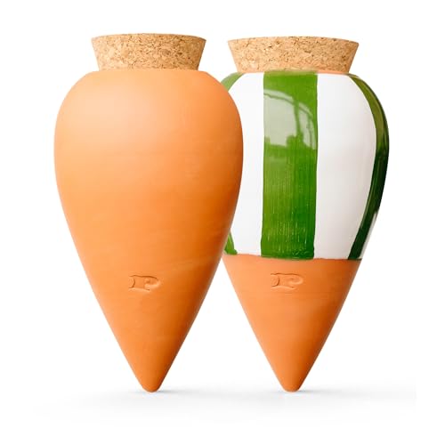 Pepin | 2 x Ollas Terrakotta zum Anpflanzen | automatische und umweltfreundliche Bewässerung für Pflanzen im Innen- und Außenbereich | OYA Terracotta + gestreift grün - 25 cl Pepin | 2 x Ollas Terrakotta zum Anpflanzen | automatische und umweltfreundliche Bewässerung für Pflanzen im Innen- und Außenbereich | OYA Terracotta + gestreift grün - 25 cl von Pepin