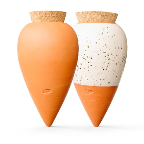 Pepin | 2 x Ollas Terrakotta zum Anpflanzen | automatische und umweltfreundliche Bewässerung für Pflanzen im Innen- und Außenbereich | OYA Terracotta + weiß gekörnt - 25 cl von Pepin