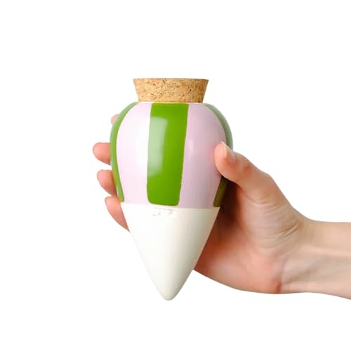 Pepin Olla Terrakotta zum Pflanzen | automatische und umweltfreundliche Bewässerung für Pflanzen im Innen- und Außenbereich | natürliche Bewässerung | Autonomie ca. 1 Woche | Oya gestreift grün und von Pepin