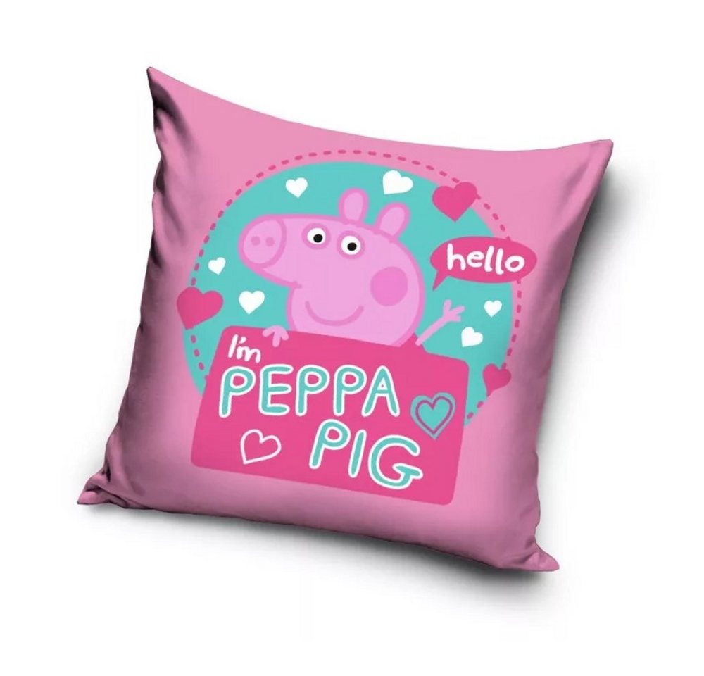 Kissenbezug Peppy Wutz Kopfkissenbezug Kissenhülle Kinder Bett Sofa Logo 40x40cm, Peppa Pig von Peppa Pig