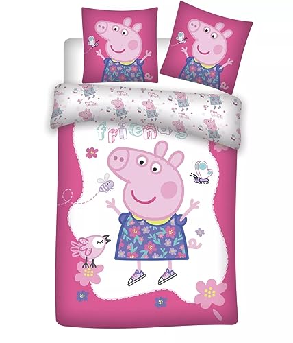 Babybettwäsche 100% Baumwolle 100x135 cm + 40x60 cm Peppa rosa von Peppa Pig