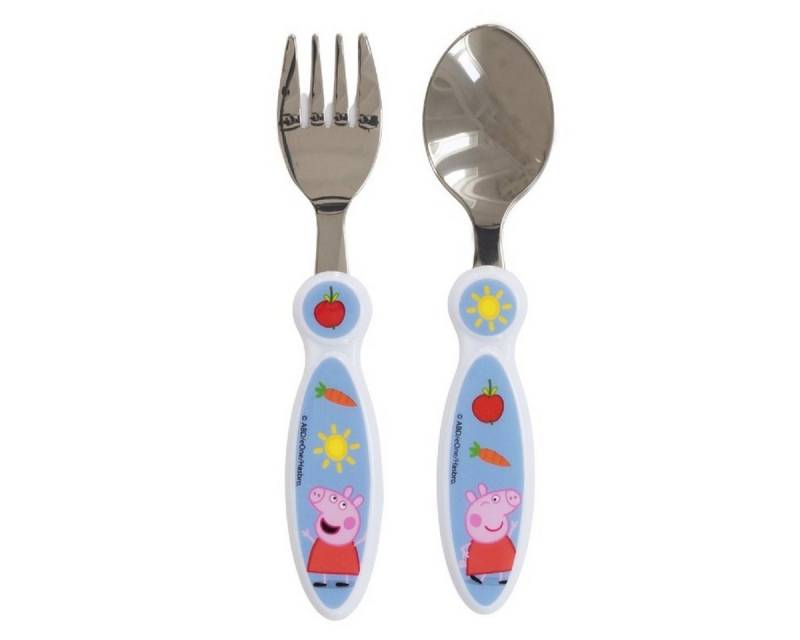 Peppa Pig Kinderbesteck Set 2-teilig – Löffel & Gabel mit Motivgriffen (2-tlg), 1 Personen von Peppa Pig
