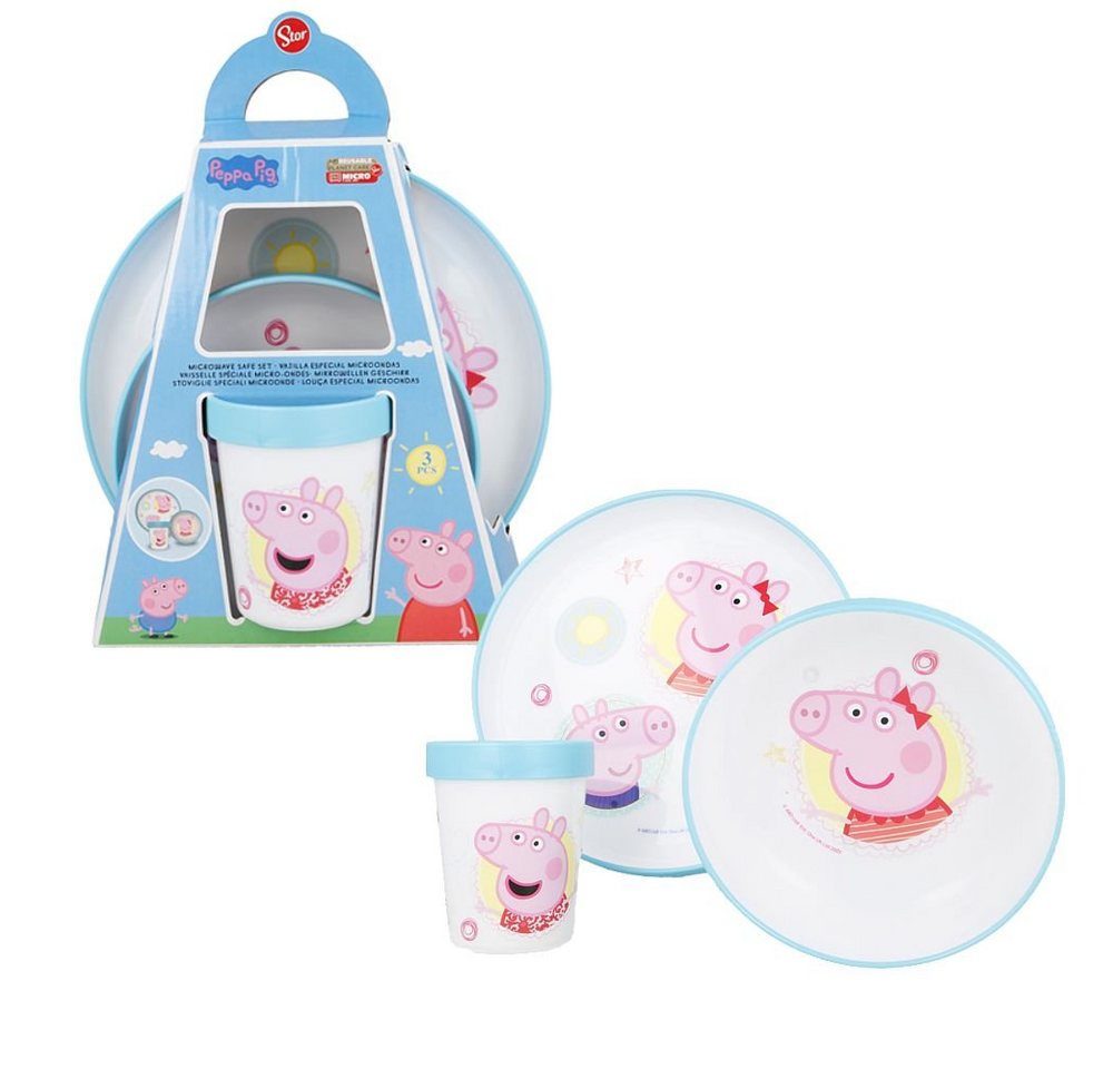 Peppa Pig Kindergeschirr-Set Geschirr-Set Rutschfest 3-teilig Peppa Pig Teller Schüssel Becher, Kunststoff von Peppa Pig