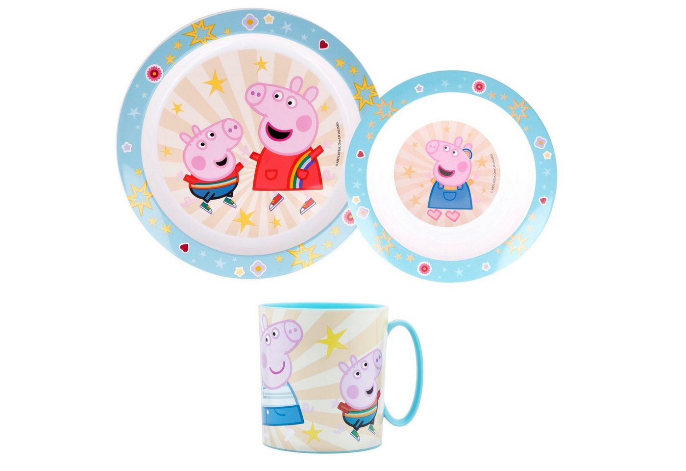 Peppa Pig Kindergeschirr-Set Peppa Wutz Kinder Geschirr-Set 3 teilig (3-tlg), 1 Personen, Kuststoff, Becher Teller Schüssel - Molly George von Peppa Pig