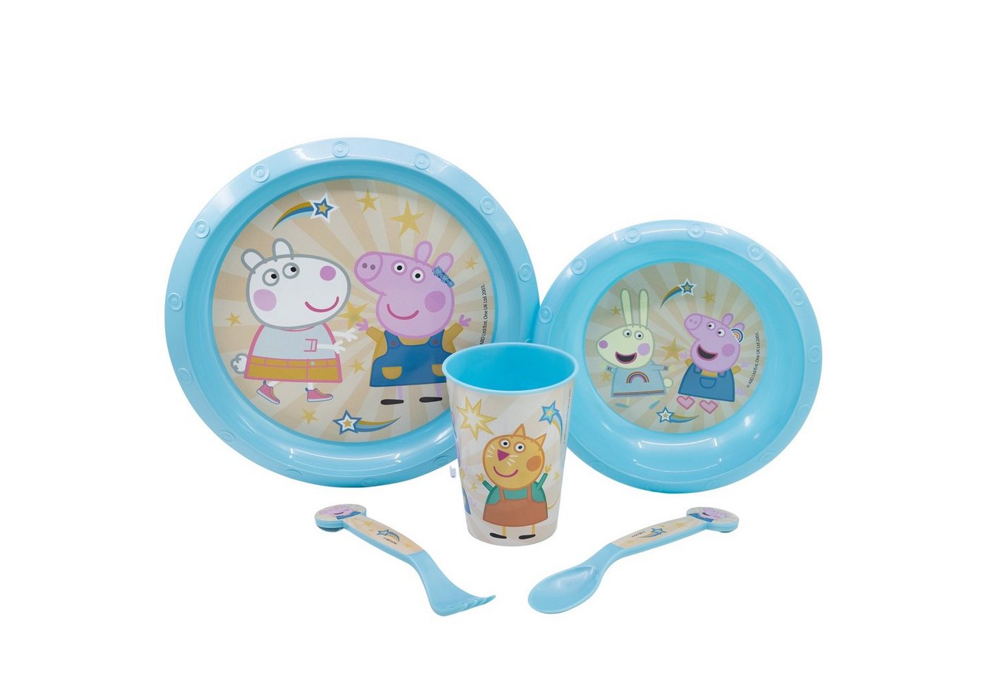 Peppa Pig Kindergeschirr-Set Peppa Wutz Kinder Geschirr-Set 5 teilig (5-tlg), 1 Personen, Kuststoff, Becher Teller Schüssel Besteck von Peppa Pig