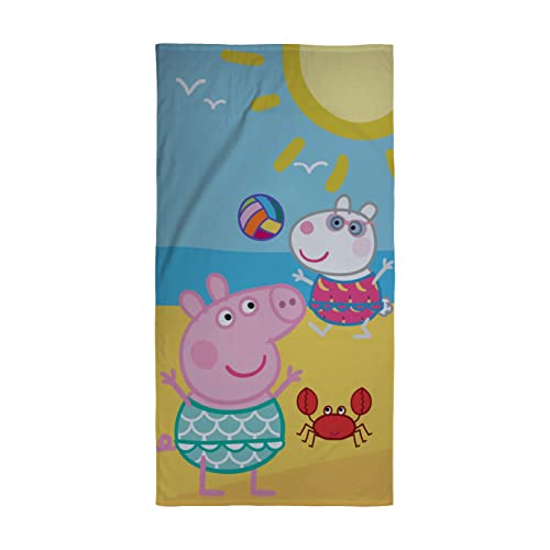 Peppa Pig Offizielles Handtuch, Fang-Design, superweiche Haptik, 100 % Baumwolle, perfekt für Zuhause, Bad, Strand und Schwimmbad, 140 x 70 cm von Peppa Pig