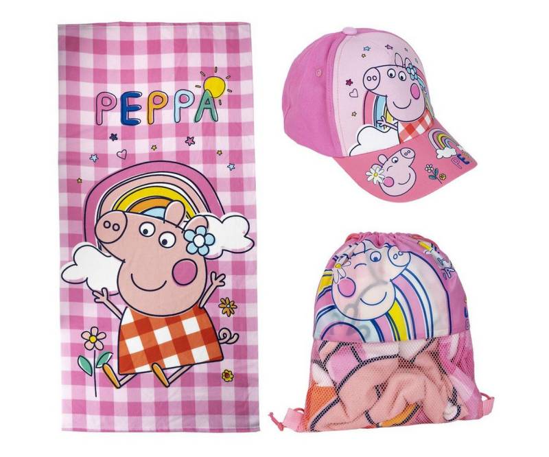 Peppa Pig Strandtücher Peppa Pig 3-teiliges Set, Badetuch 70x140cm, Cap Gr. 51 und Turnbeutel von Peppa Pig