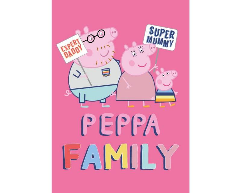 Wohndecke Peppa Wutz Fleecedecke 100x140cm Family, Peppa Pig, Geschenkidee für Mädchen und Jungen von Peppa Pig