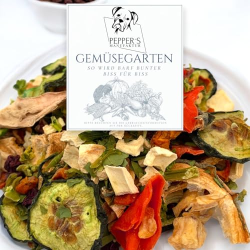 Gemüsegarten von Pepper’s Manufaktur – Barf-Ergänzung für Hunde, Getreide- & glutenfrei, ausgewähltes Trocken-Gemüse für eine abwechslungsreiche, ballaststoffreiche Rohfleischfütterung (250g) von Pepper´s Manufaktur