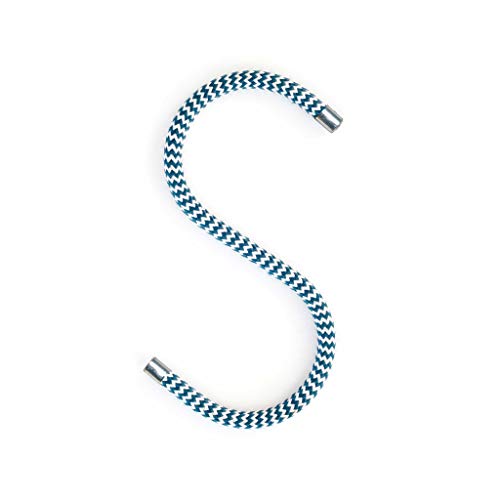 Peppermint Products Cord Hook | dünne Textil-S-KLEIDERHAKEN aus Seil mit Alu-Kappen | 5er Set (Ozeanblau) von Peppermint Products