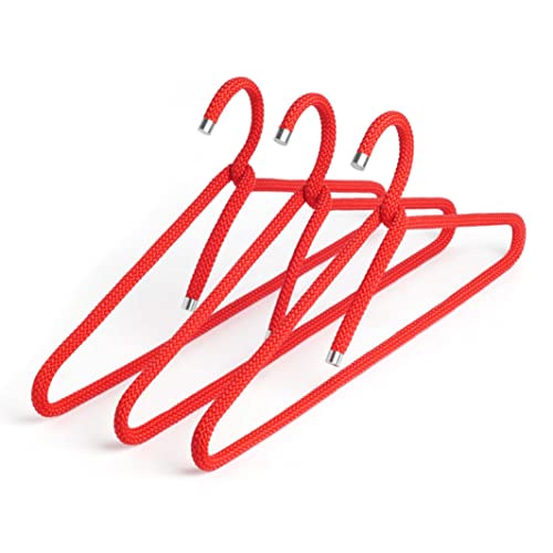 Peppermint Products Hanger | 3er Textil-KLEIDERBÜGEL-Set aus Seil | Rutschfester Designer-Bügel f. Jacken, Hemden, Hosen | Design: Roman Luyken | Schrank- & Garderobenbügel (Rot) von Peppermint Products