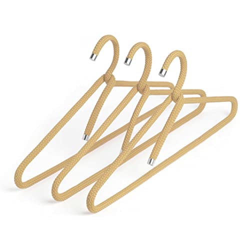 Peppermint Products Rope Hanger | 3er Textil-KLEIDERBÜGEL-Set aus Seil | Rutschfester Designer-Bügel f. Jacken, Hemden, Hosen | Design: Roman Luyken | Schrank- & Garderobenbügel (Sand) von Peppermint Products