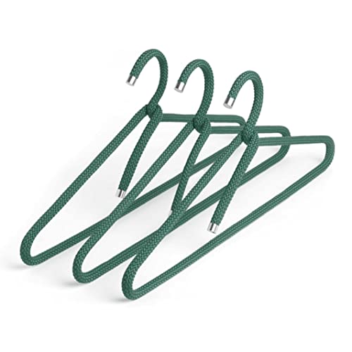 Peppermint Products Rope Hanger | 3er Textil-KLEIDERBÜGEL-Set aus Seil | Rutschfester Designer-Bügel f. Jacken, Hemden, Hosen | Design: Roman Luyken | Schrank- & Garderobenbügel (Waldgrün) von Peppermint Products