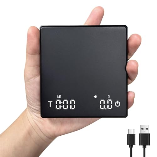 USB Rechargeable Coffee Scale with Timer, 0.1g Accuracy Espresso Scale with Auto Tare and Touch Sensor, Mini Kitchen Scale for Pour-Over, Brewing, Baking, Max 2kg, with Silicone Mat & Data Cable USB Rechargeable Coffee Scale with Timer, 0.1g Accuracy Espresso Scale with Auto Tare and Touch Sensor, Mini Kitchen Scale for Pour-Over, Brewing, Baking, Max 2kg, with Silicone Mat & Data Cable von Peppy