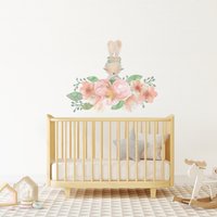 Kaninchen-Blumen-Kinderzimmer-Wand-Abziehbild-Waldtier-Vinylwand-Aufkleber-Peal-stick Entfernbare Mädchen-Schlafzimmerdeko-Blumenpfingstrose Kaninchen-Blumen-Kinderzimmer-Wand-Abziehbild-Waldtier-Vinylwand-Aufkleber-Peal-stick Entfernbare Mädchen-Schlafzimmerdeko-Blumenpfingstrose von PeppyLu