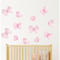 Rosa Schmetterling Kinderzimmer Wand Aufkleber Vinyl Peel Stick Abnehmbarer Lila Mädchen Schlafzimmer Dekor Aquarell Kunst von PeppyLu