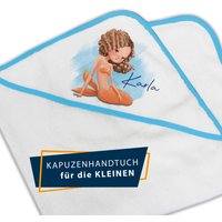 Baby Kapuzenbadetuch Mit Name - Meerjungfrau Aqua von Peppylinchen