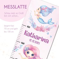 Messlatte Personalisiert Für Kinder - Rainbow Meerjungfrauen von Peppylinchen