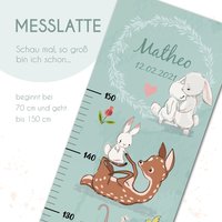 Messlatte Personalisiert Für Kinder - Rehe & Hasen von Peppylinchen