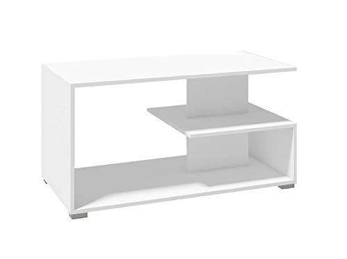 Per la vita Couchtisch mit Ablage Nina, Beistelltisch Holztisch für Wohnzimmer, Sofatisch klein Holz, Wohnzimmertisch modern Designer und Universal, Kaffeetisch Rechteckig - Weiß Kaffeetisch von Per la vita