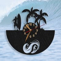 Große Wanduhr Surfing Surfer Surfbrett Surfriding Junge Oder Mädchen, Hölzerne Nicht Ticking Uhr Wassersport Surf 12 18 Zoll, # 60 von PerAsperaAd