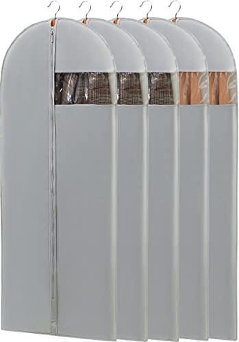 Perber Kleidersäcke für Kleider, 165 cm lange Kleidersäcke zum Aufhängen von Kleidung, Kleidersack, graue Kleiderhülle mit transparentem Fenster für Kleider, Mäntel, Uniformen, 5 Stück Perber Kleidersäcke für Kleider, 165 cm lange Kleidersäcke zum Aufhängen von Kleidung, Kleidersack, graue Kleiderhülle mit transparentem Fenster für Kleider, Mäntel, Uniformen, 5 Stück von Perber