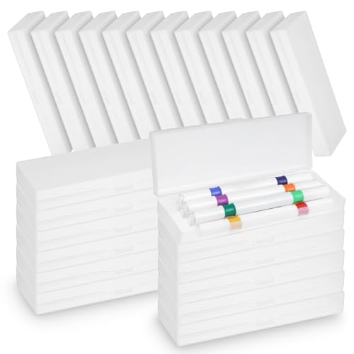 PercyEffie Kunststoff-Aufbewahrungsbehälter für Bürobedarf, mit Klappdeckel, Schnappverschluss, rechteckig, Aufbewahrungsboxen für Perlen, Spielteile, Bastelartikel, Pinselmalerei, 24 Stück von PercyEffie