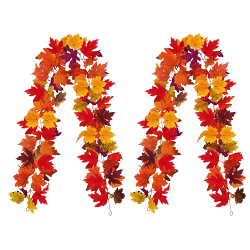 2 Stück Künstliche Herbstgirlande, 173cm Ahorn Blätter Girlande Herbstdeko Gefälschte Herbstblätter Deko Hängende Rebe Girlande Herbst Dekoration für Haus Garten Wand Kamin Herbst Deko 2 Stück Künstliche Herbstgirlande, 173cm Ahorn Blätter Girlande Herbstdeko Gefälschte Herbstblätter Deko Hängende Rebe Girlande Herbst Dekoration für Haus Garten Wand Kamin Herbst Deko von Perechges