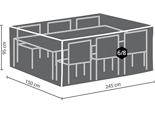 Perel Schutzhülle für Gartenmöbel, Grau, rechteckig, 245 cm x 150 cm x 95 cm von Perel