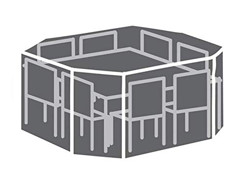 Perel Schutzhülle für Sitzgruppe, Grau, achteckig, 220 cm x 220 cm x 95 cm von Perel