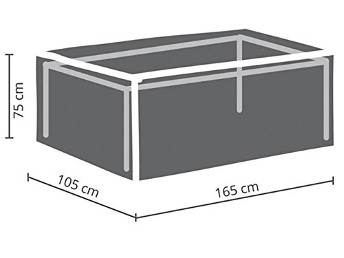 Perel Schutzhülle für Tische bis zu 160 cm, Grau, rechteckig, 165 cm x 105 cm x 75 cm von Perel