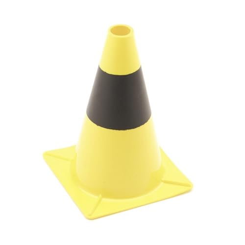 Perel Leitkegel, Warnkegel, Pylonen Kinder Outdoor, Hütchen Sport zum Markieren, Absichern oder Absperren von Zonen, nur für den Freizeitgebrauch, schwarz/gelb, 30 cm von Perel
