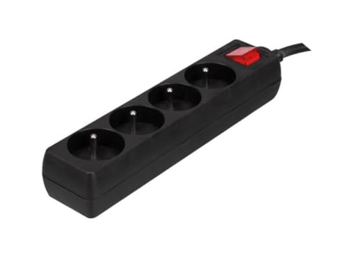 Perel Steckdosenleiste mit Schalter, 4 Steckdosen Typ E, Kabel 1.5 m, 3G1.5, Innenbereich, Schwarz Perel Steckdosenleiste mit Schalter, 4 Steckdosen Typ E, Kabel 1.5 m, 3G1.5, Innenbereich, Schwarz von Perel