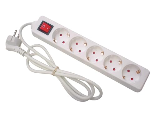 PEREL - EB5S-G 5-Fach Steckdosenleiste mit Schalter 142032 von Perel