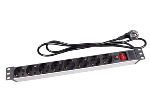 PEREL - EBP08PDU-G 8-Fach PDU Steckdosenleiste für 19" Rack, Kabel 2,15 167168 von Perel