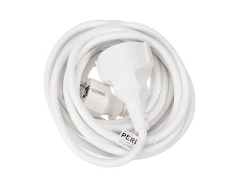 Perel Verlängerungskabel, H05VV-F 3G1.5, 5 m, 16 A/230 V, 3500 W, Typ E/F, Schuko, für innen, PVC, weiß von Perel