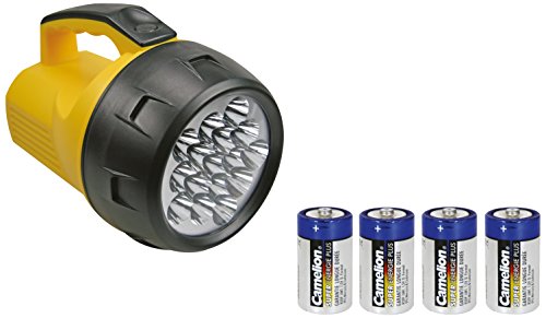 Perel Kraftvolle LED-Taschenlampe, 16 helle weiße LEDs, für Innen- und Außenbereich, inklusive Batterien von Perel