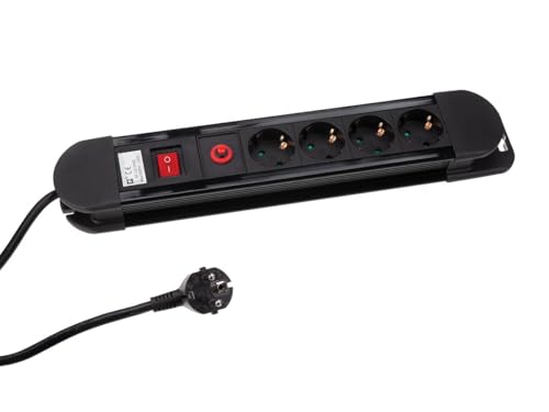 Perel EBP04NN-G 4-Way Socket-Outlet with Overload Protection - Schuko, Mehrfarbig von Perel