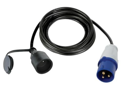 Perel Adapterleitung, H07RN-F 3G1.5, 3 m, 16 A/230 V, 3680 W, Typ E auf CEE, für innen und außen, Gummi, blau von Perel