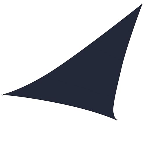 Perel Sonnensegel, Segel Sonnenschutz für Terrasse und Pool, winddurchlässig, wasserdurchlässig, UV-Schutz, 3 Edelstahl-O-Ringe, 3.6 x 3.6 x 3.6 m, 180 g/m², HDPE, Dreieck, dunkelgrau von Perel